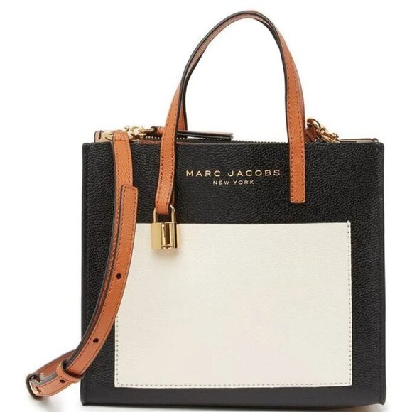 Marc Jacobs Grind Colorblock Leather Tote Black Multi Bag - Picture 1 of 4